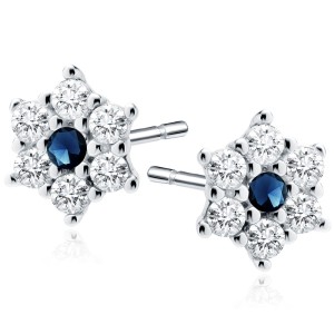 Cercei argint cu piatra albastra DiAmanti Z1127ER_BL-DIA (Argint 925‰ 1 g.)